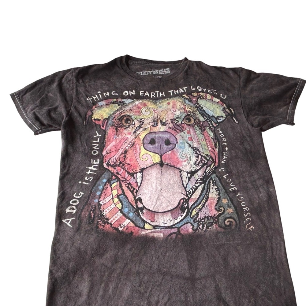 3D‎ Tees Dog Graphic T-Shirt Colorful Pitbull Animal Lover Tee Womens S